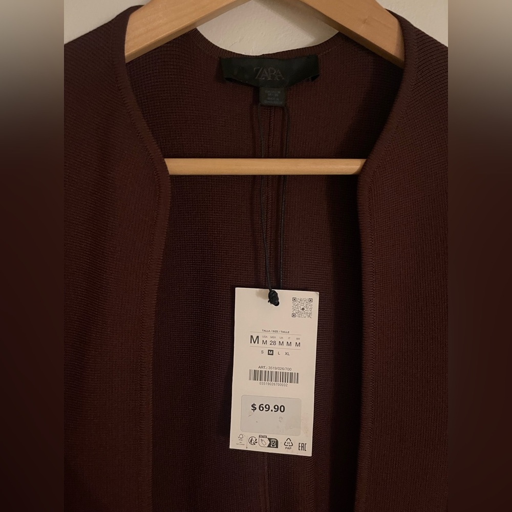 Zara Elegant Brown Knitted Women's Jacket - Picture 6 of 10
